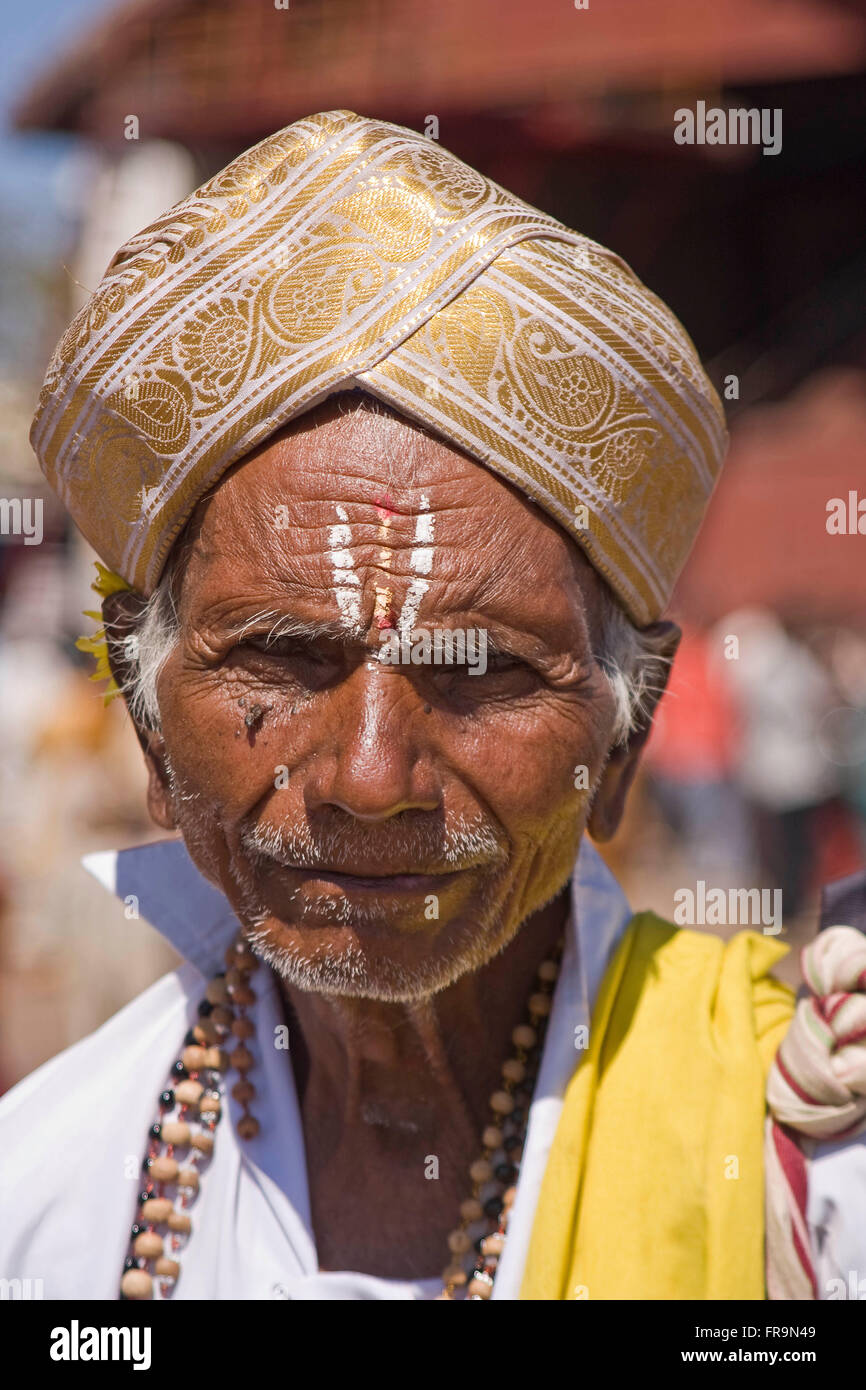 Asia, India, Karnataka, Mysore, Chamundi Hill, Chamundeswari temple, Portrait of an Indian Man Stock Photo