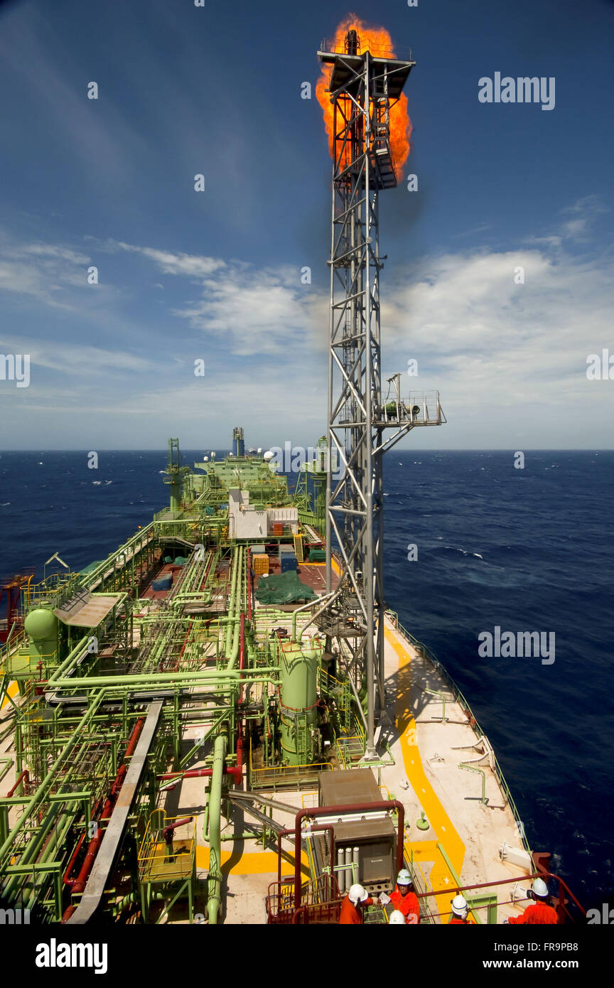 Oil production platform in the Tupi field in the pre-salt Stock Photo