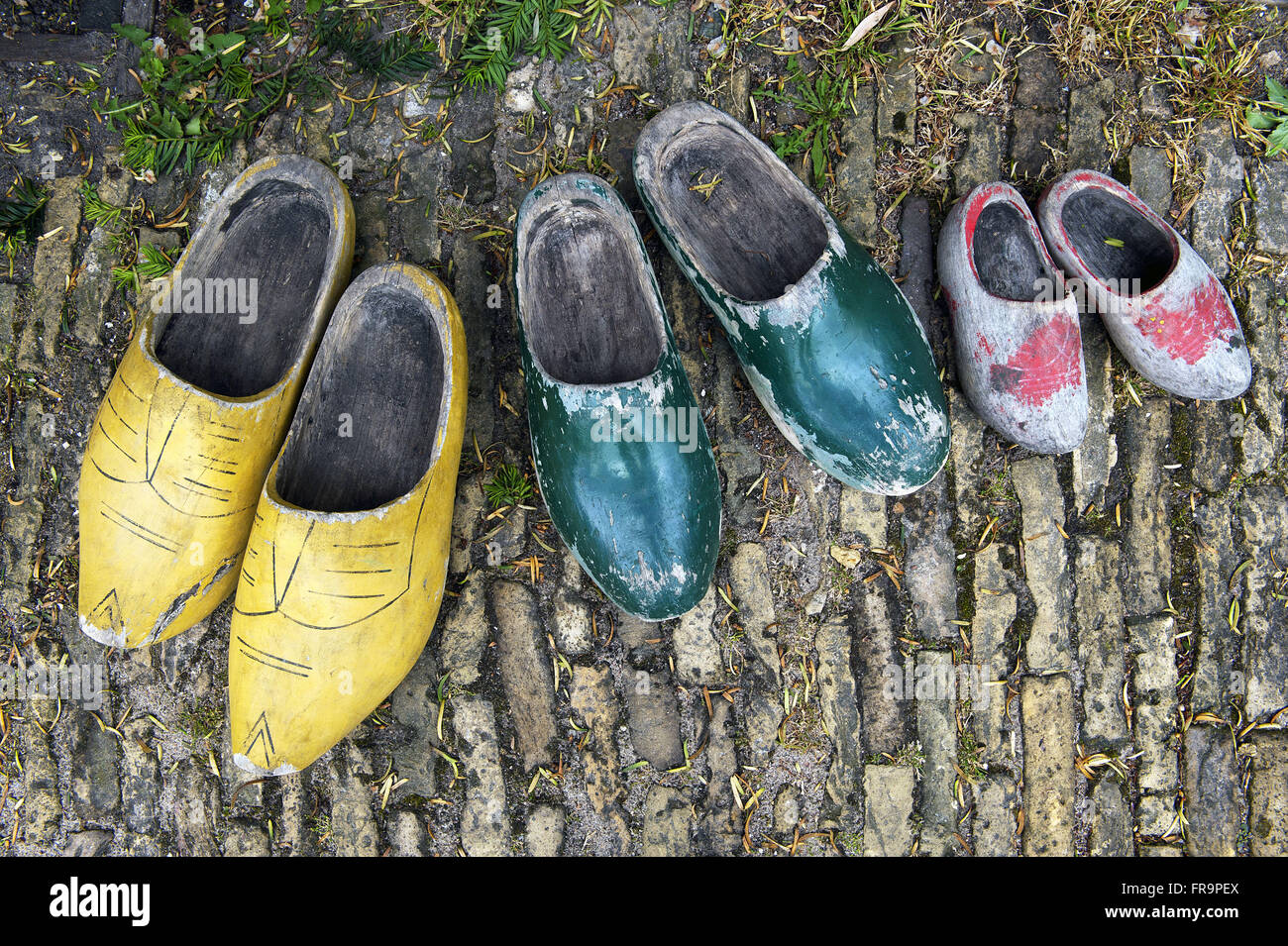 Traditional Dutch wooden clogs in the village of Zaanse Schans Stock Photo