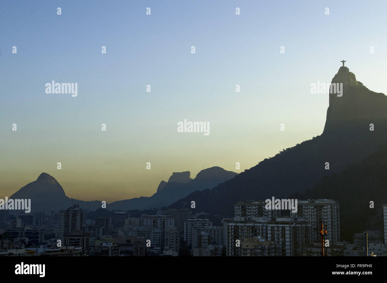 Corcovado Mountain with Christ Redeemer, Hill Brothers and the Gávea Stock Photo