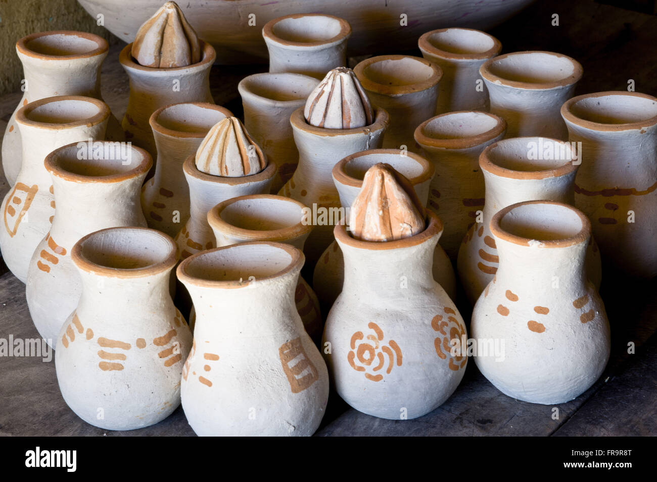 Clay objects made by Dona Ferreira Andrelina Flowers Stock Photo