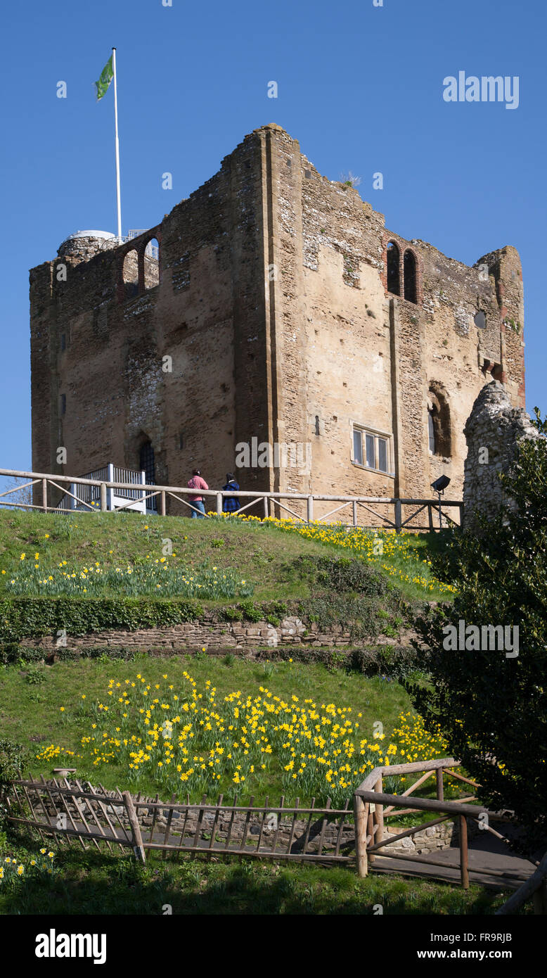 Guildford, Surrey, England .Guildford Castle Keep in Springtime Stock Photo