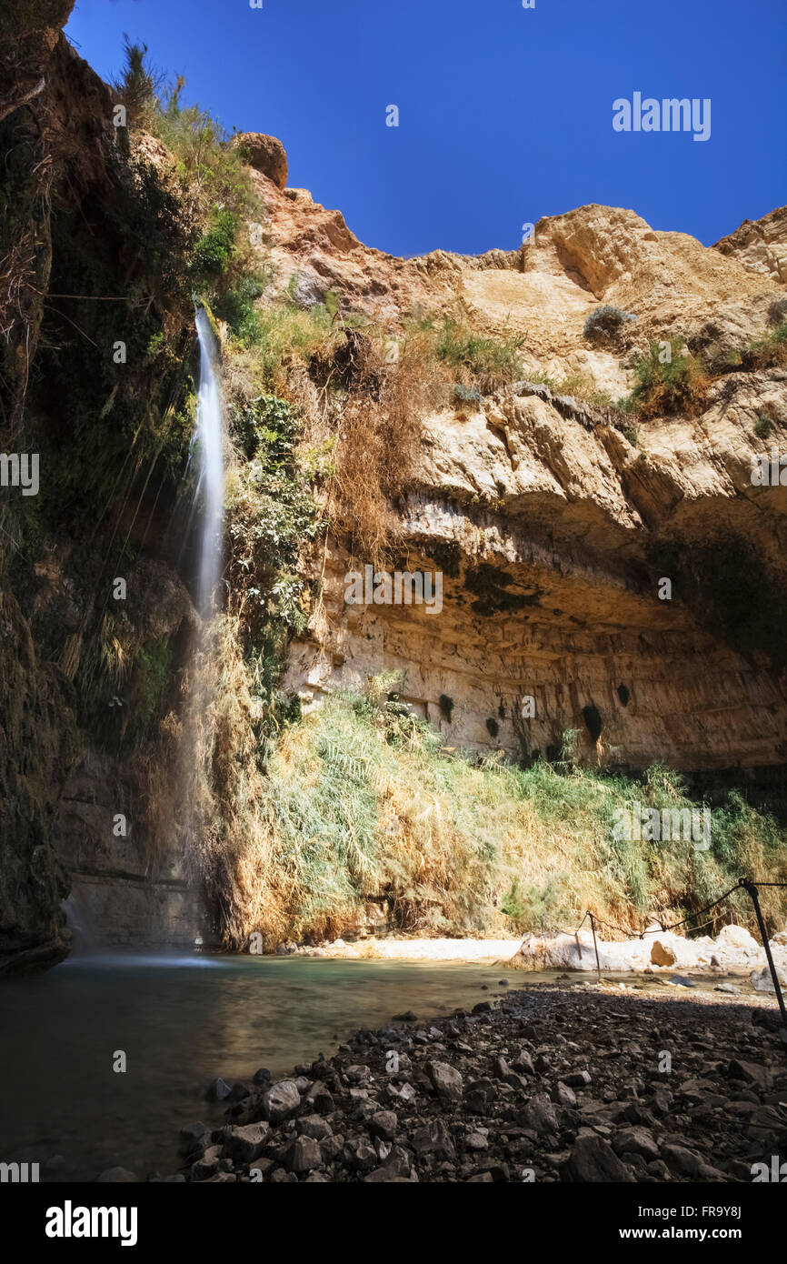 Water flowing out of a rock cliff; Israel Stock Photo - Alamy