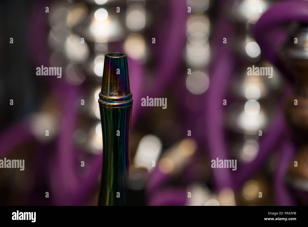 Close-up Of Several Hookahs Lined Up In A Cafe Bar Stock Photo