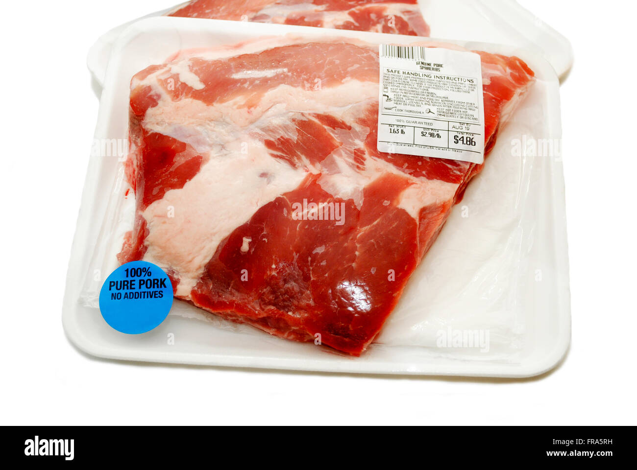 Purchased Bone-in Pork Ribs in a Package Stock Photo