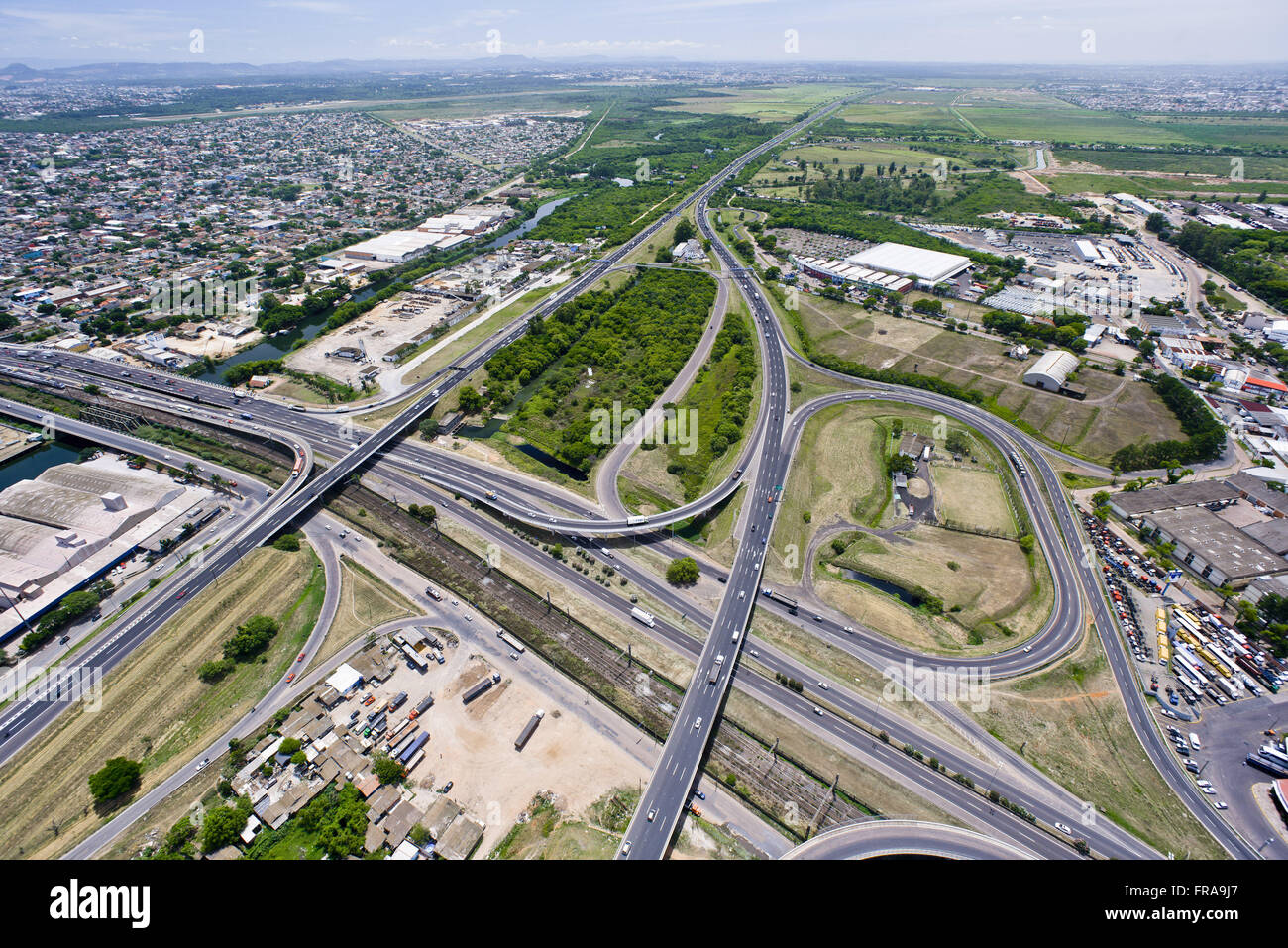 Aerial view of the BR-290 - Highway Aranha known as Free Way neighborhood in Humaita Stock Photo