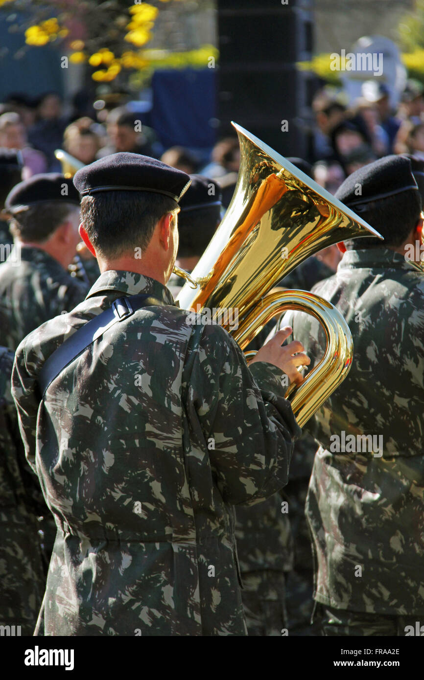 Military parade in celebration ringing in the Sete de Setembro in Santa Maria - RS Stock Photo
