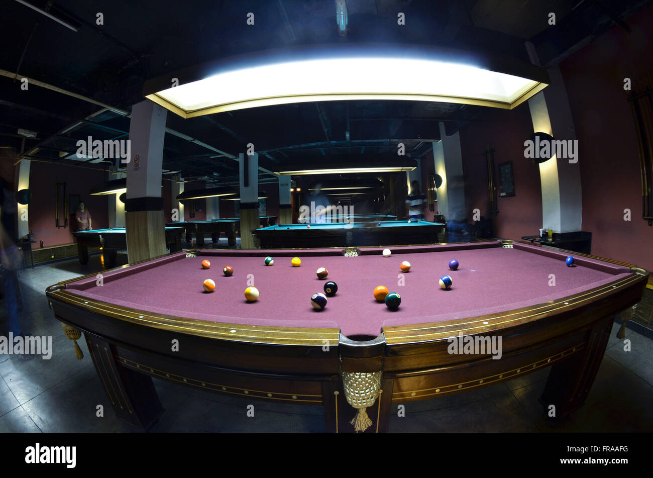 Pool tables in the nightclub in the Lapa district - historic center of