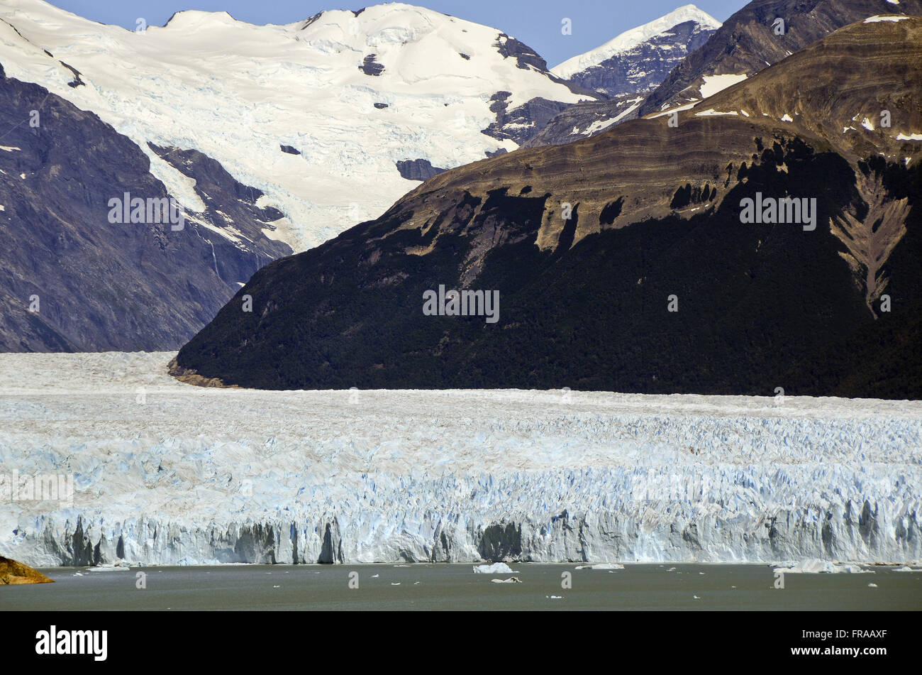 Landscape of the south side of Perito Moreno Glacier - Parque Nacional Los Glaciares Stock Photo