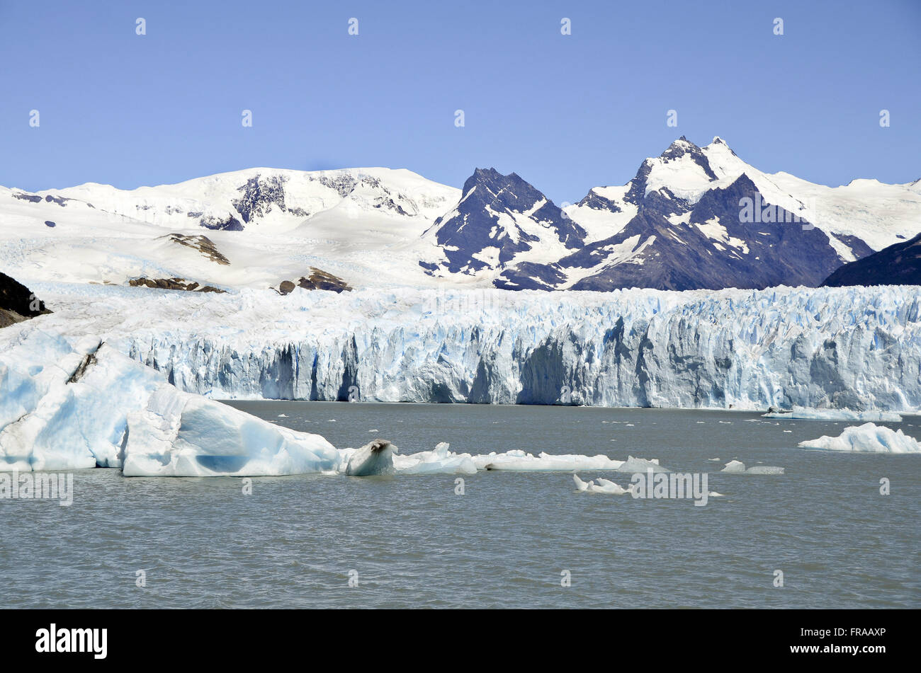 Landscape of the south side of Perito Moreno Glacier - Parque Nacional Los Glaciares Stock Photo
