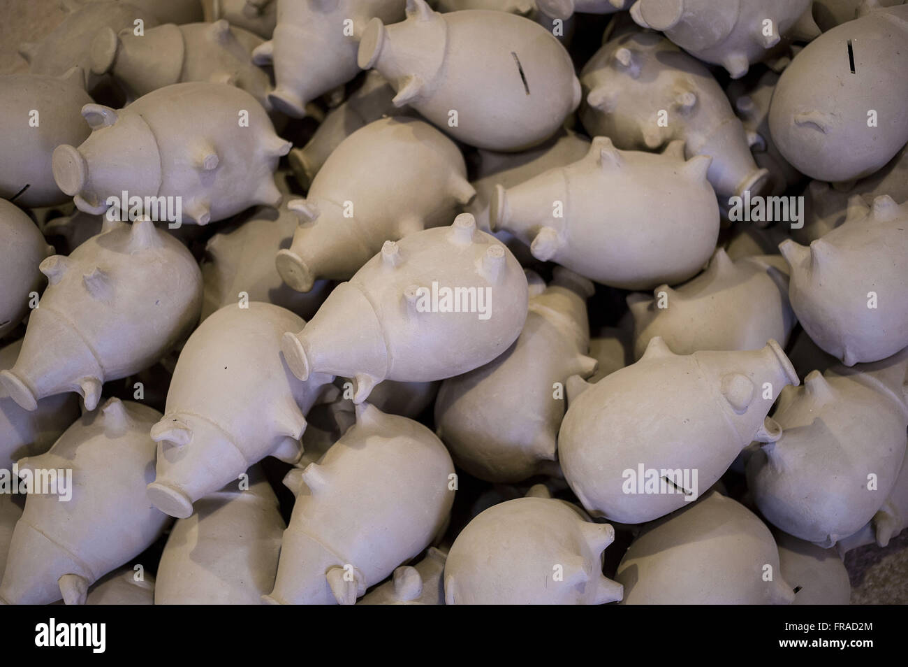 Safes in piglets format made of clay Stock Photo