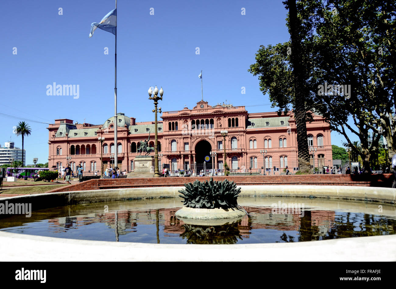 Casa de Gobierno known as Casa Rosada in Plaza 25 de Mayo - headquarters of the Argentine government Stock Photo