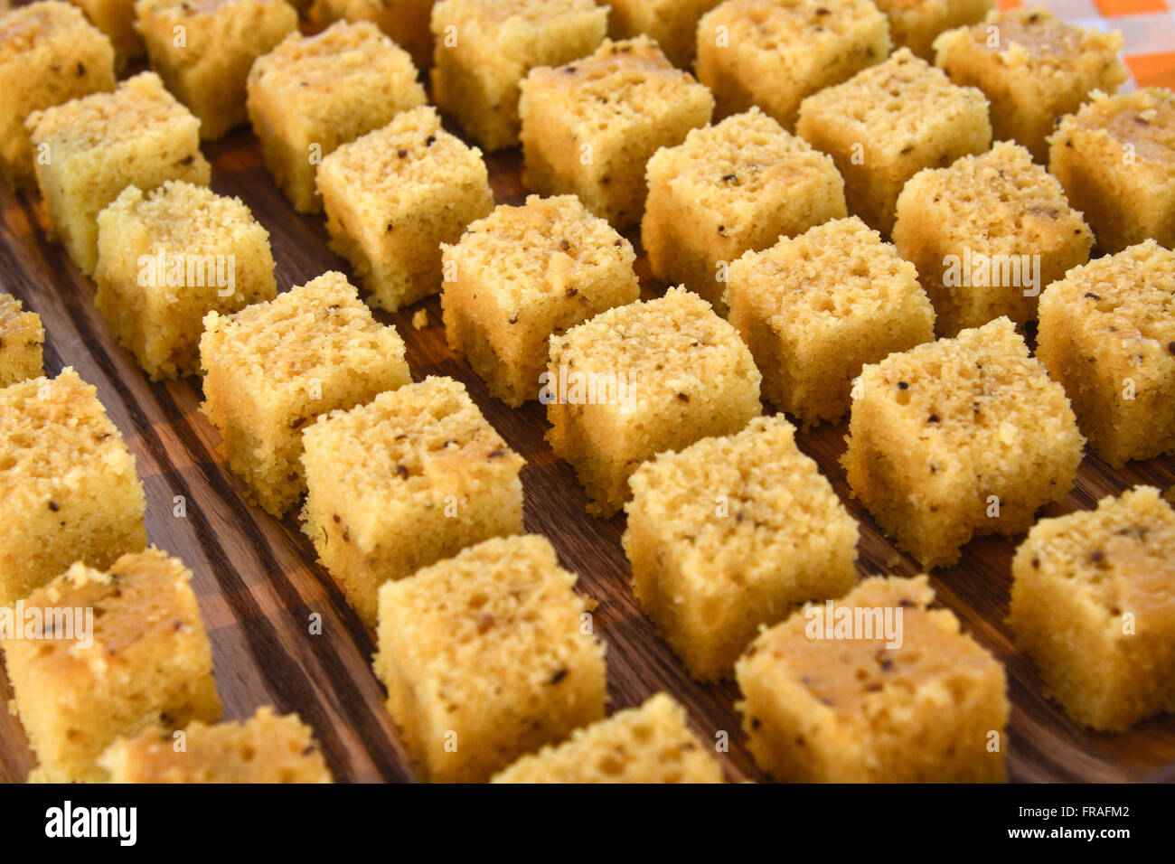 Pieces of corn cake Stock Photo