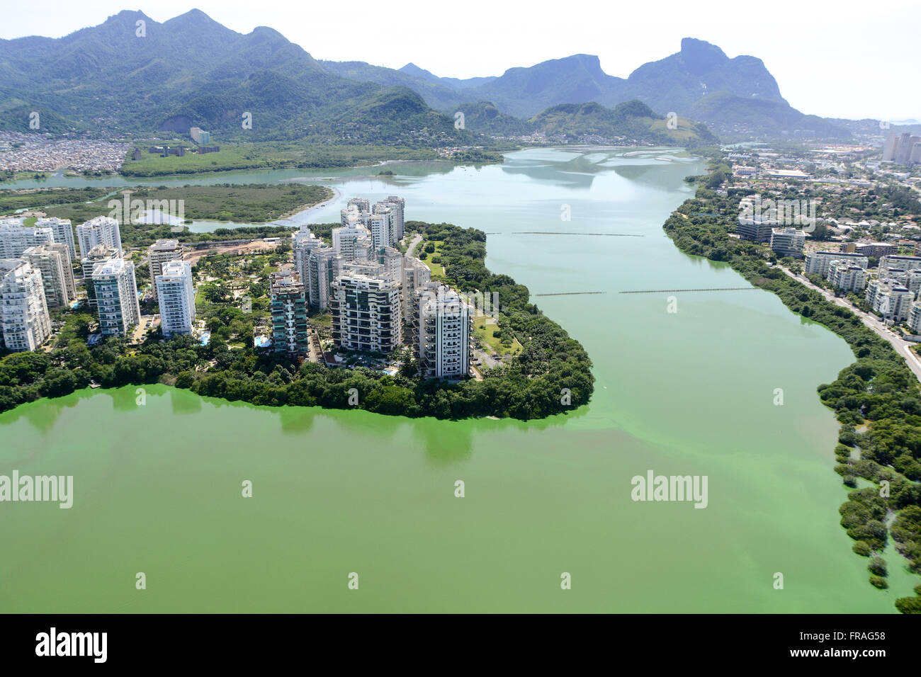 Aerial view of houses and the Lagoa da Tijuca Barra da Tijuca