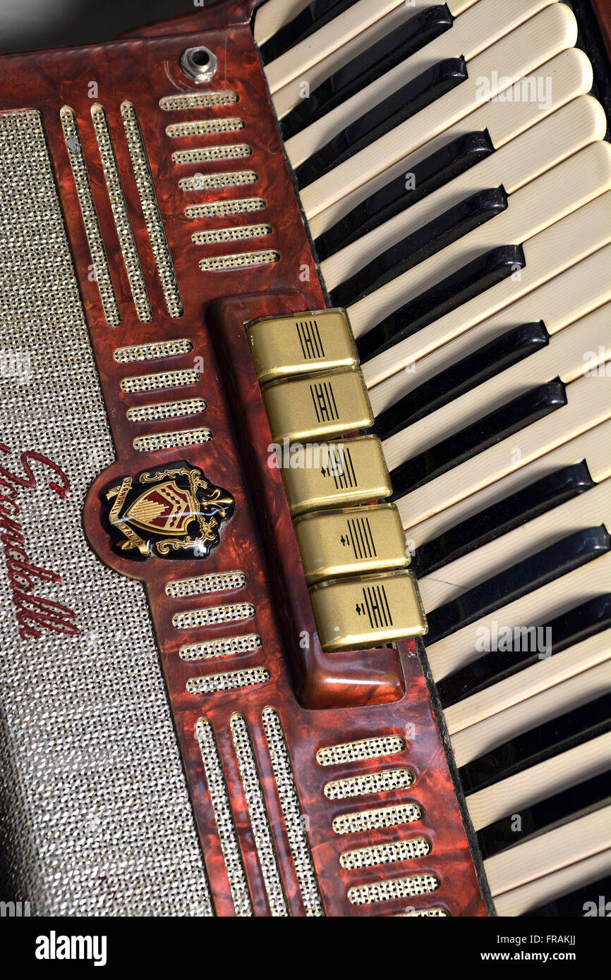 Accordion sale in New Fair of Sao Cristovao Stock Photo