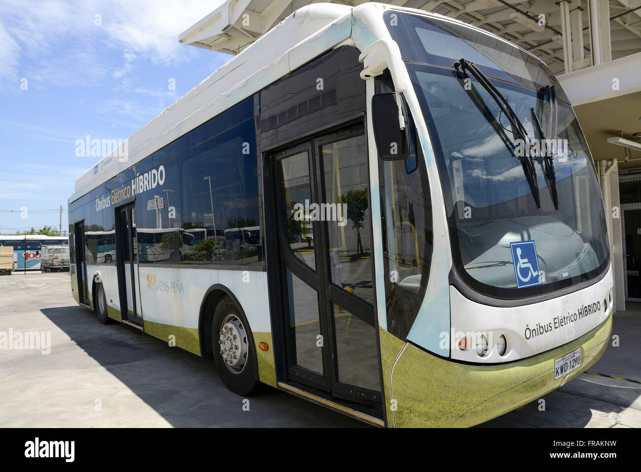 electric hybrid buses to hydrogen with zero emission of pollutants Stock Photo