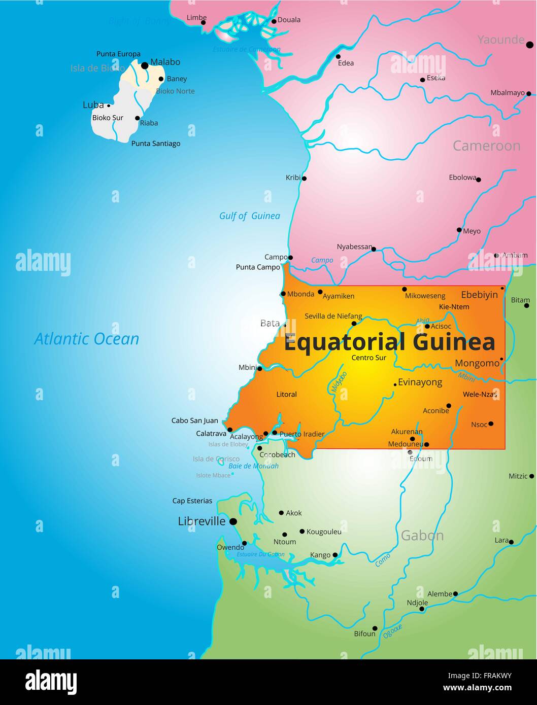 color map of Equatorial Guinea Stock Vector