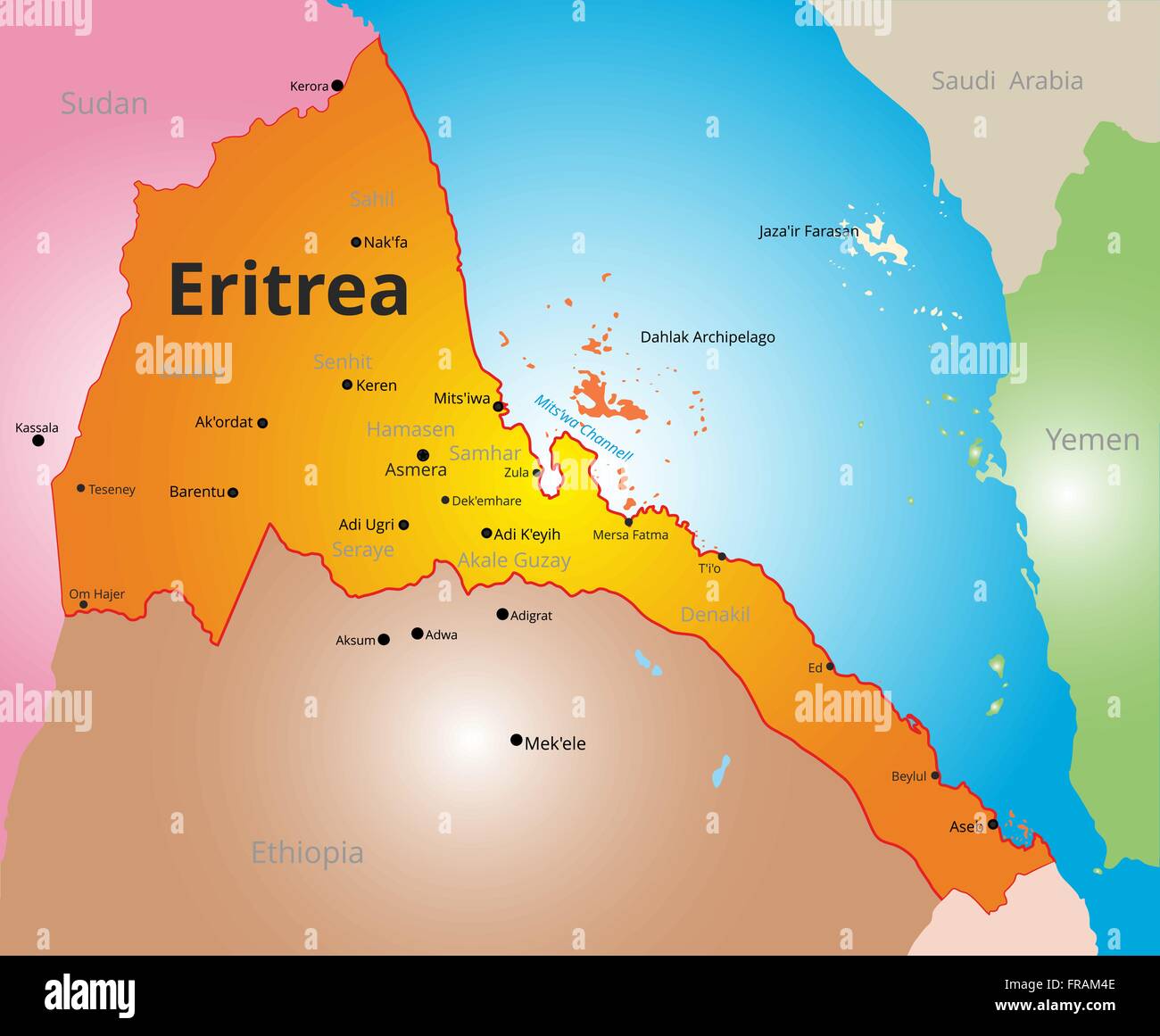 vector color map of Eritrea Stock Vector Image & Art - Alamy