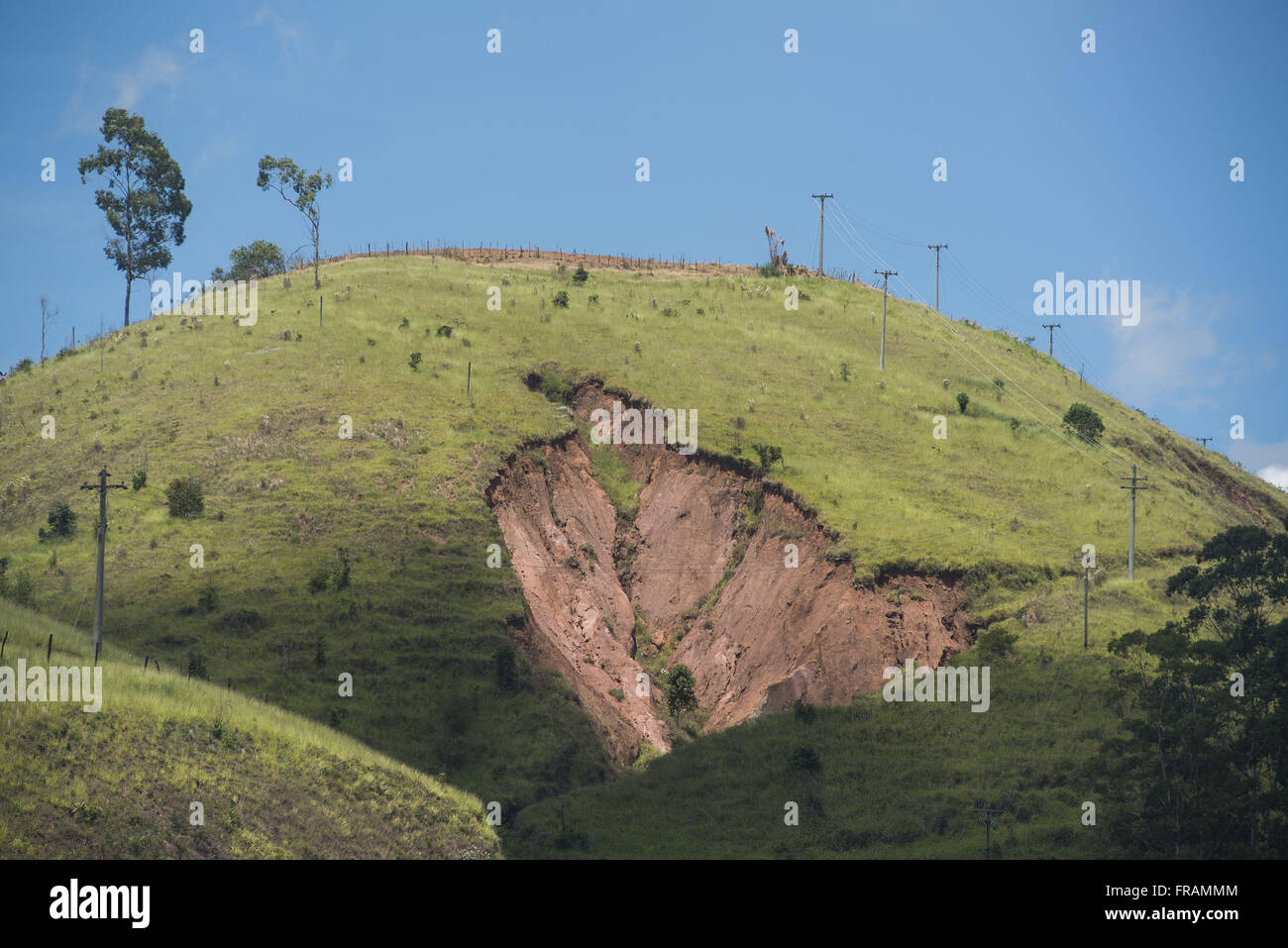 Erosion in deforested pasture Stock Photo