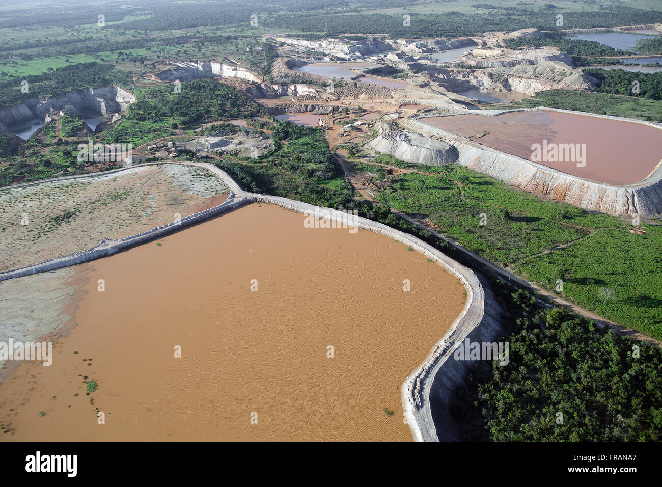 Aerial view of gold mining on the outskirts of town Stock Photo
