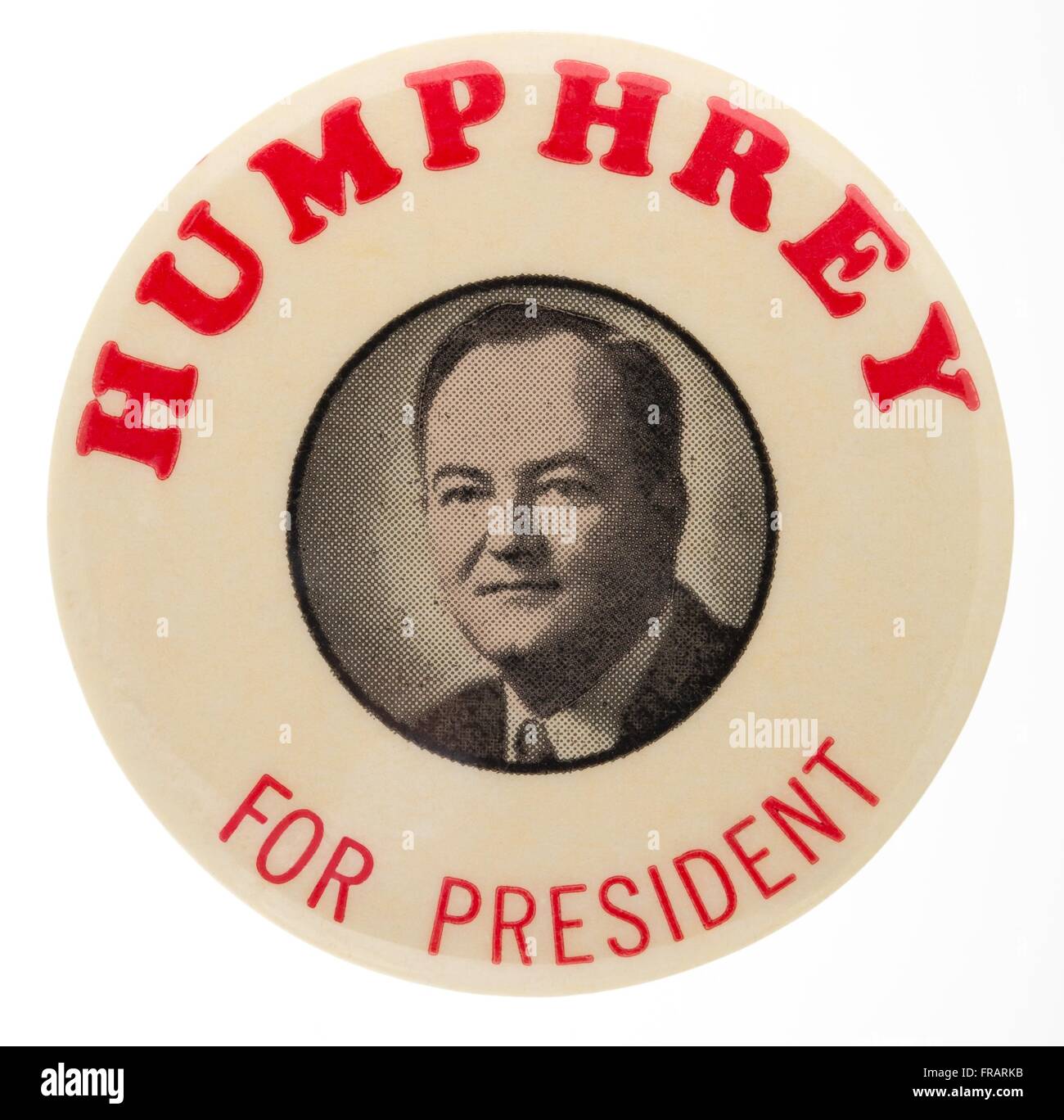 A 1960 Hubert H. Humphrey pin back button badge used during the democratic nomination for United States President Stock Photo