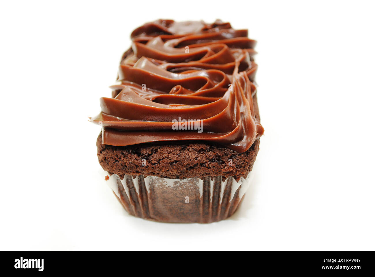 A Delicious Chocolate Brownie with Milk Chocolate Frosting Stock Photo
