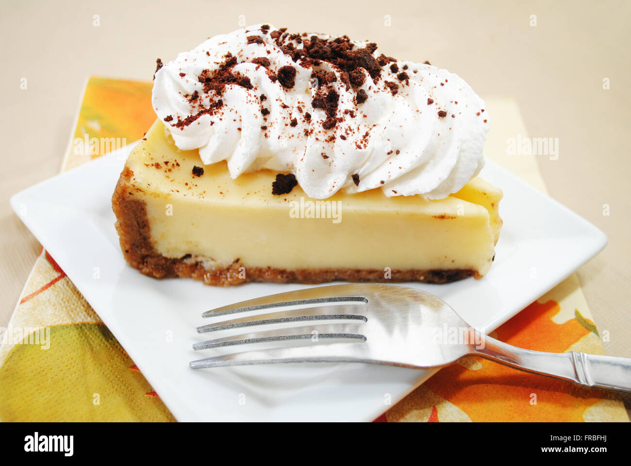 Appetizing Cheesecake Served with Fall Colors Stock Photo