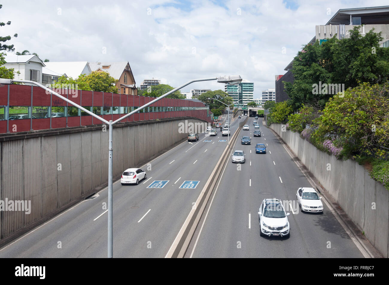 M3 Motorway from Caxton Street, Milton, Brisbane, Queensland, Australia Stock Photo