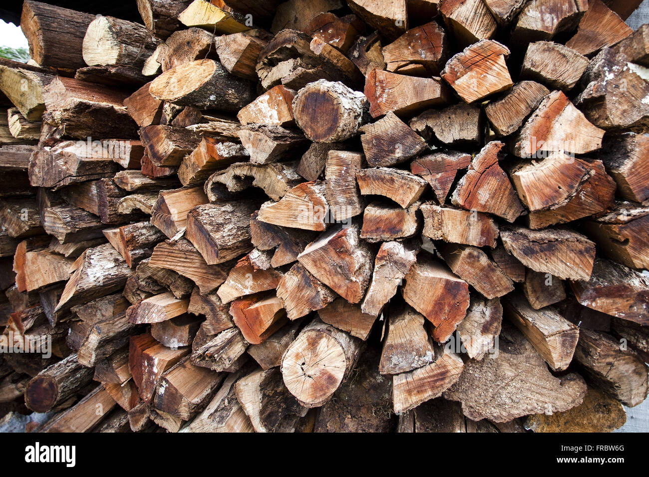 Detail of wood used for drying cocoa Stock Photo