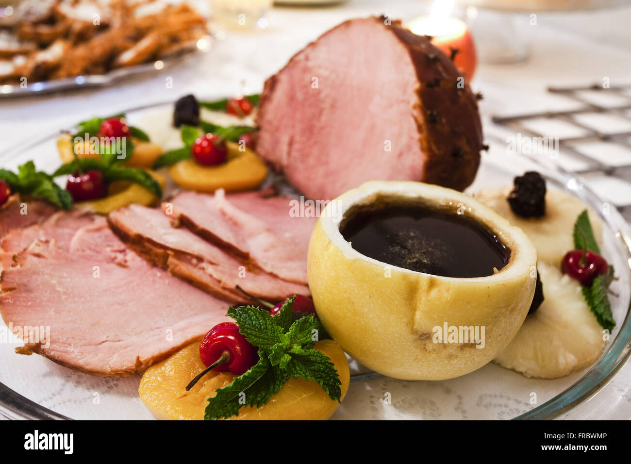 Tender - typical plate of Christmas dinner in middle-class housing Stock Photo
