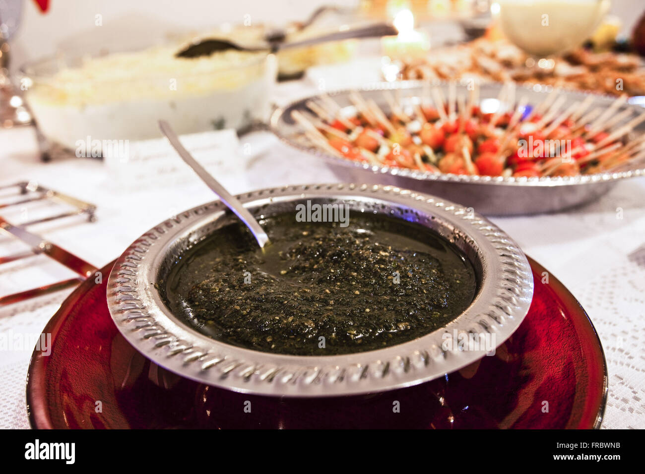 Sauce served for Christmas dinner in middle-class housing Stock Photo
