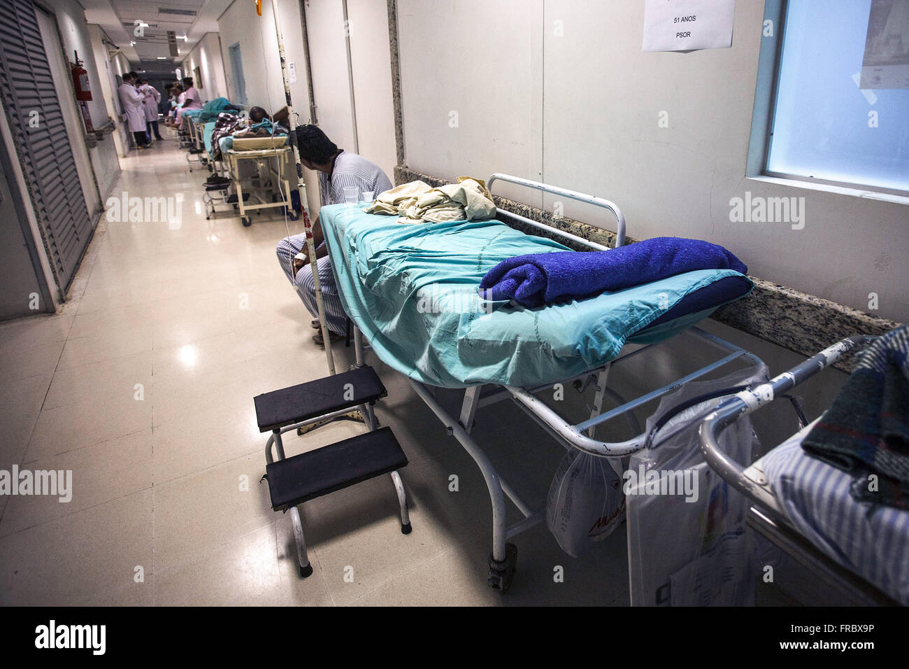 Stretchers in the hallway of the ER crowded public hospital Stock Photo