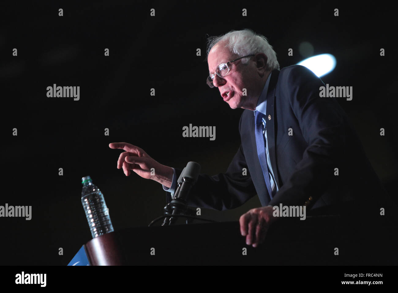 U.S. Senator and Democratic presidential candidate Bernie Sanders speaks to supporters during a campaign rally at the Phoenix Convention Center March 15, 2016 in Phoenix, Arizona. Stock Photo