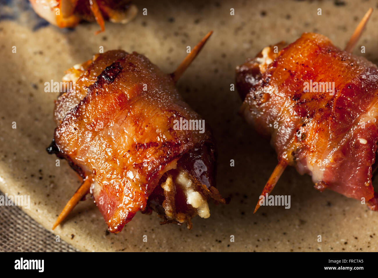 Homemade Bacon Wrapped Dates with Goat Cheese Stock Photo Alamy