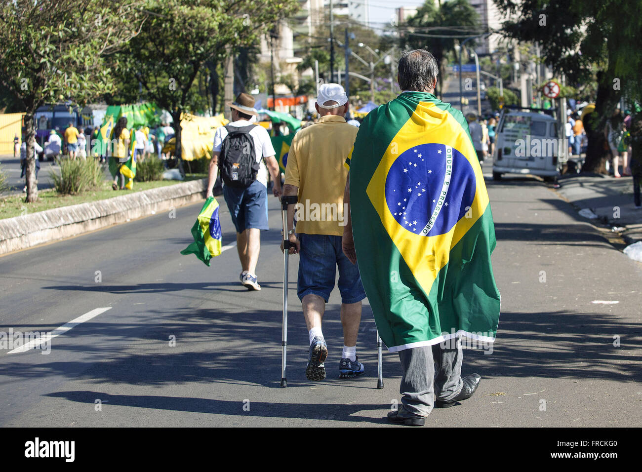 Protesto pedindo o Impeachment da Presidente da República Dilma Rousseff Stock Photo