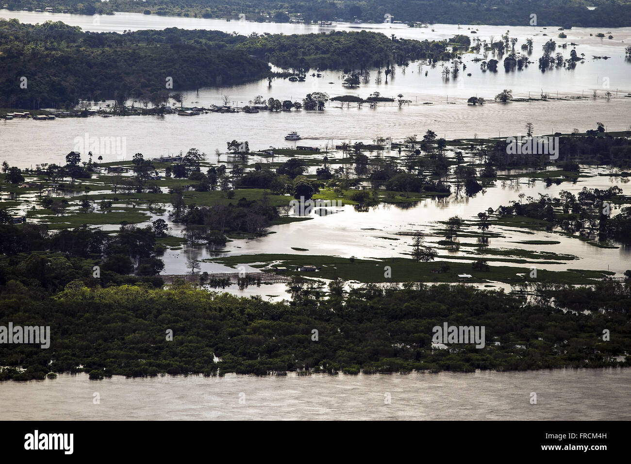 Vista aérea do Rio Amazonas durante a cheia do rio Stock Photo