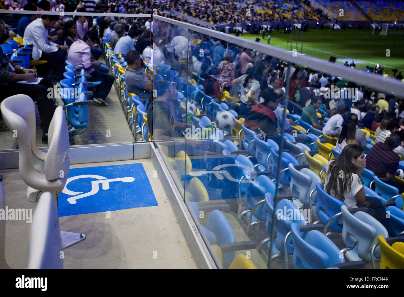 area for wheelchair in reopening the Estadio do Maracana for World Cup 2014 Stock Photo