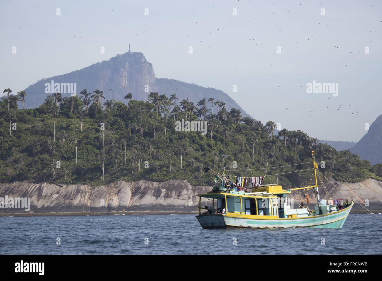 Boat near the Palmas Island - part of the Natural Monument Cagarras Islands Stock Photo