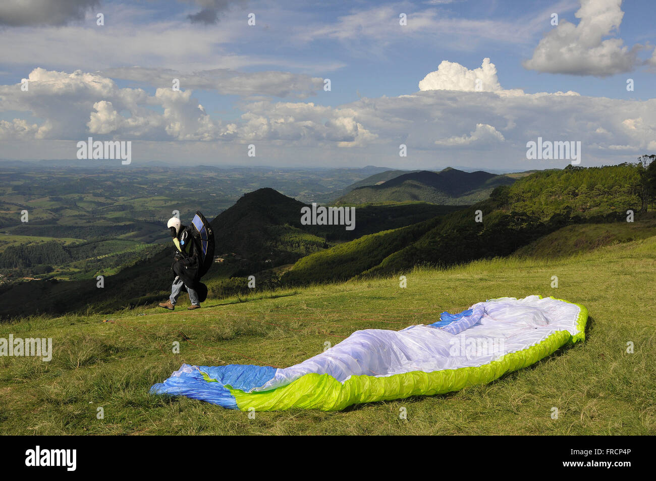 Practice gliding or paragliding from the north ramp next to the Morro do Cristo Stock Photo
