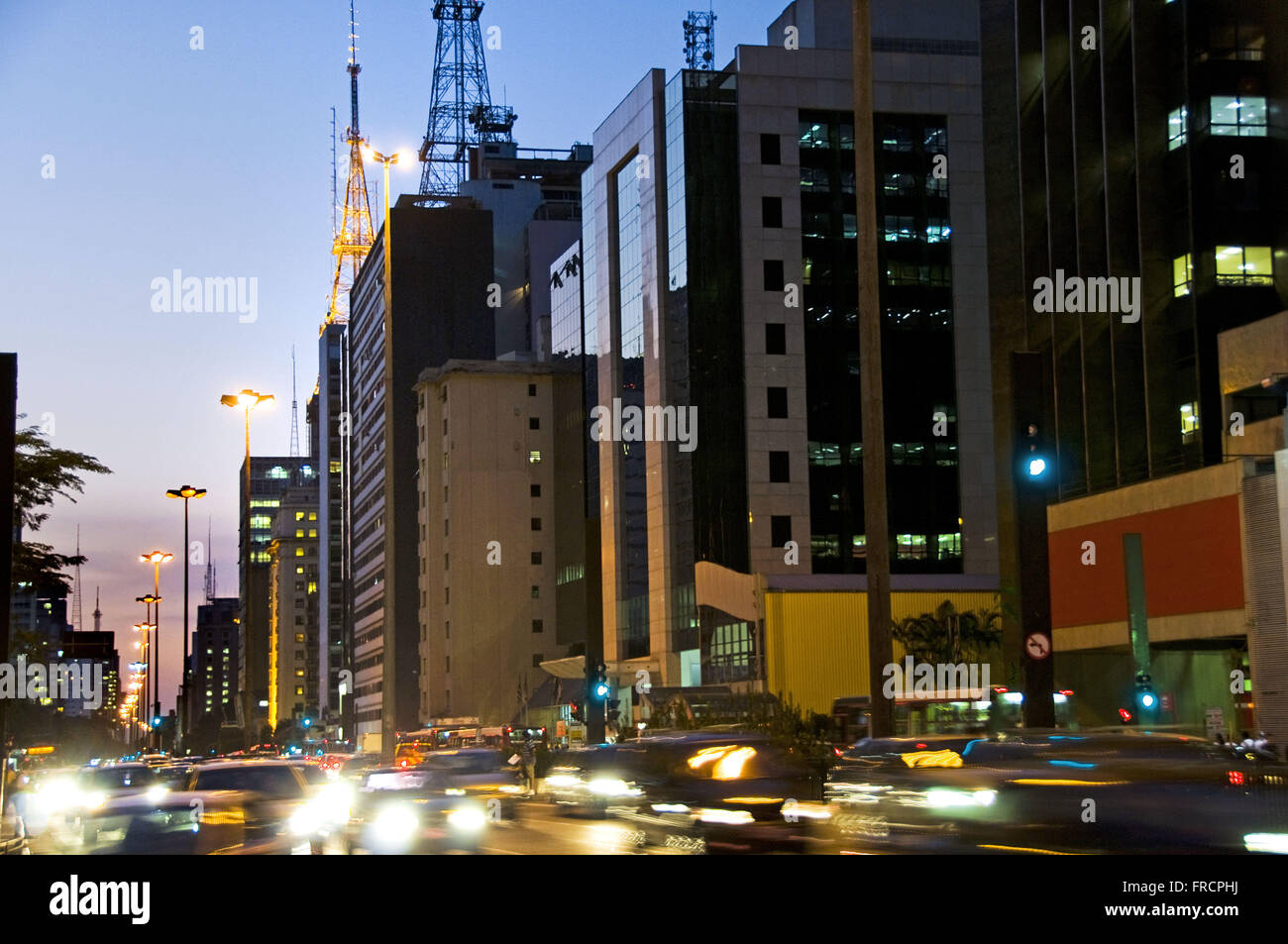 Paulista Avenue at dusk Stock Photo
