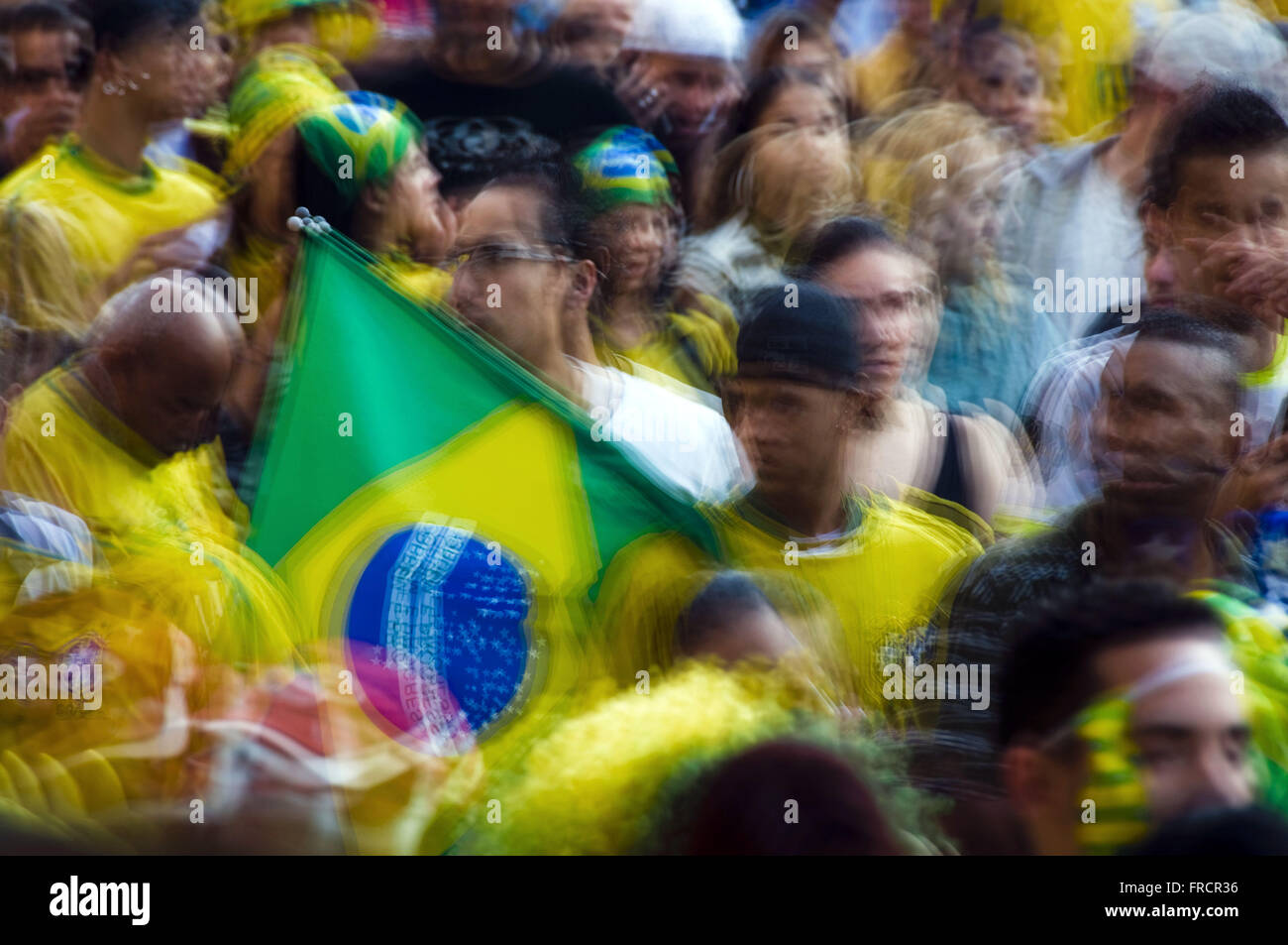Brazilian fans watching the game in the Brazil World Cup africa Stock Photo