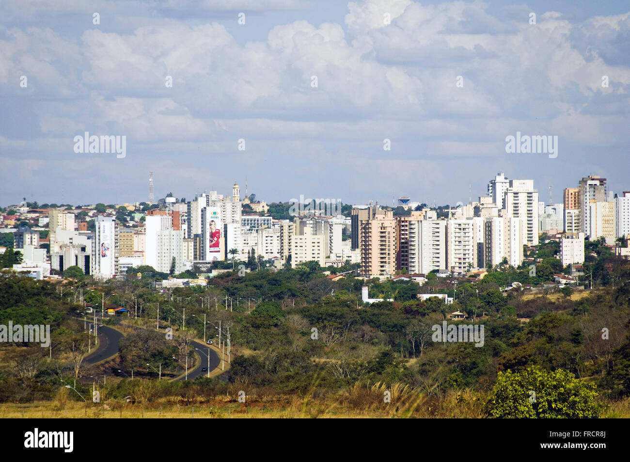 Landscape highway and Cerrado vegetation in the vicinity of Uberaba Stock Photo