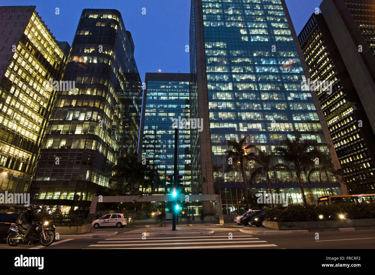 Commercial buildings on Avenida Paulista at dusk Stock Photo
