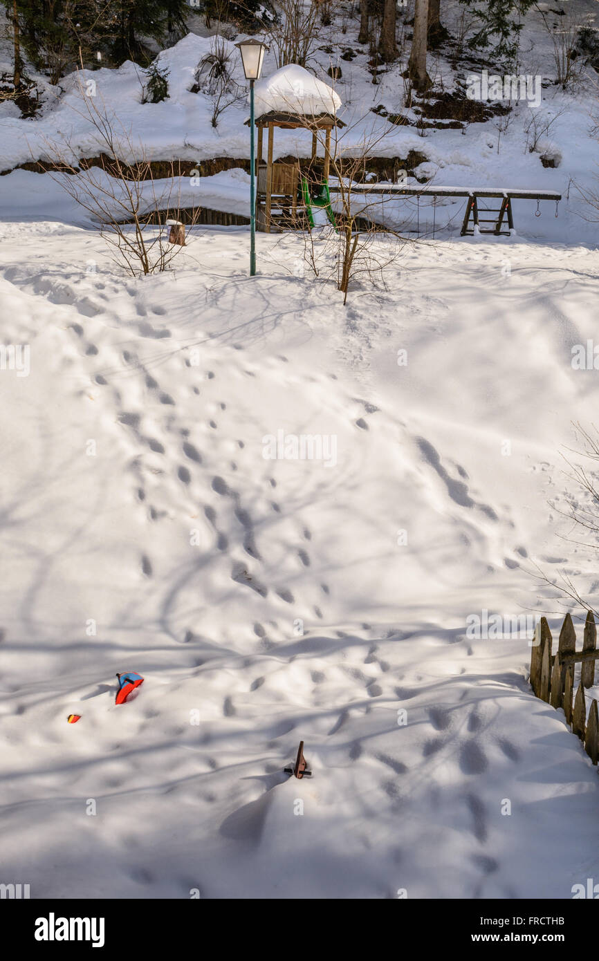 A Playground Covered in Snow Stock Photo