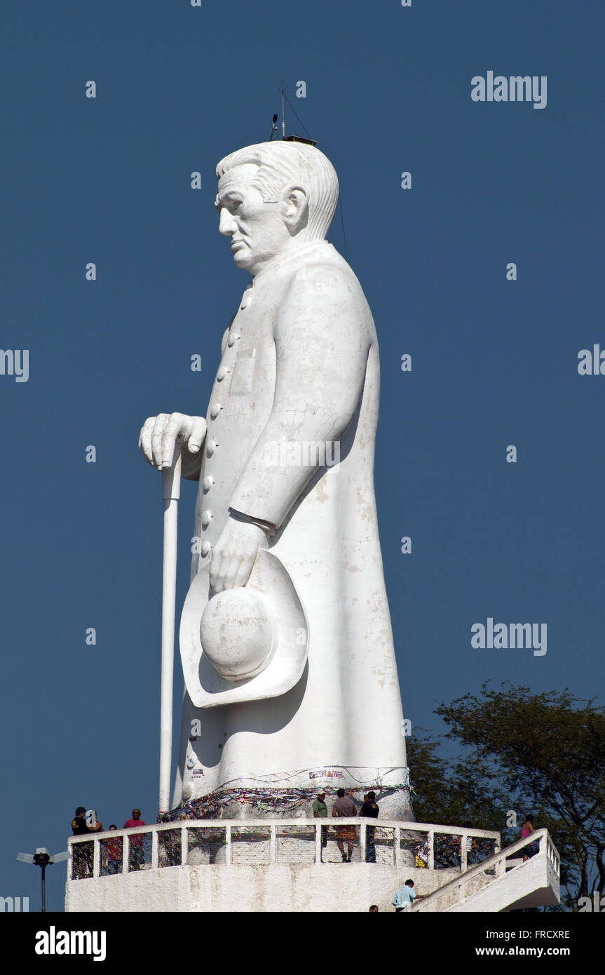 Statue of Padre Cicero on the hill in the Garden city of Juazeiro Stock Photo