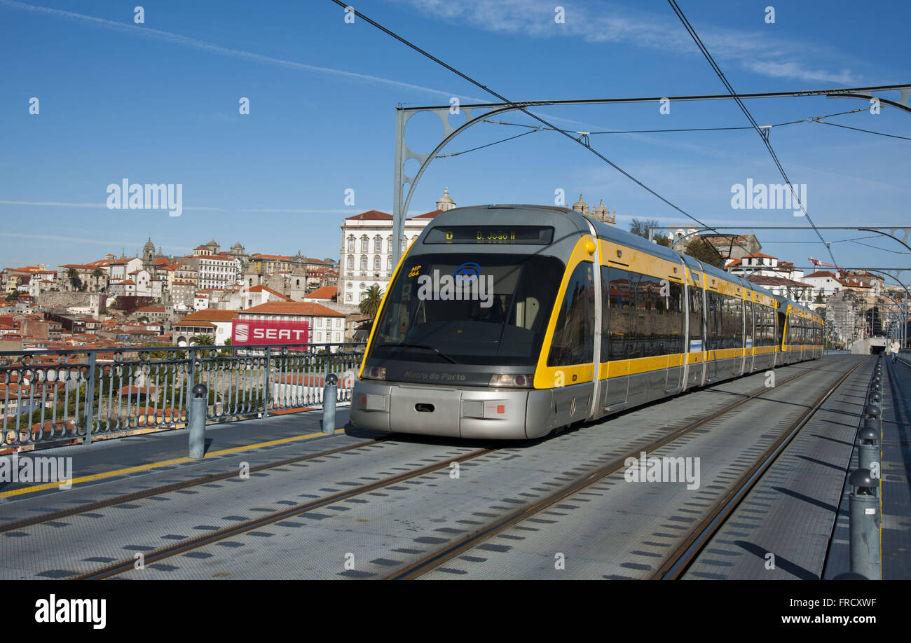 Composition of the city of Porto Metro in Ponte Dom Luis Stock Photo