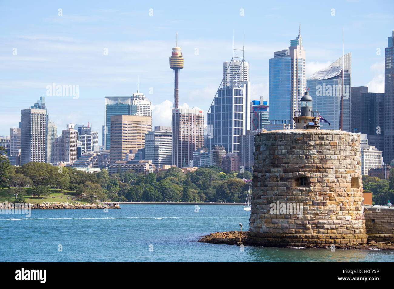 Sydney Tower and Fort Denison, Sydney, Australia Stock Photo