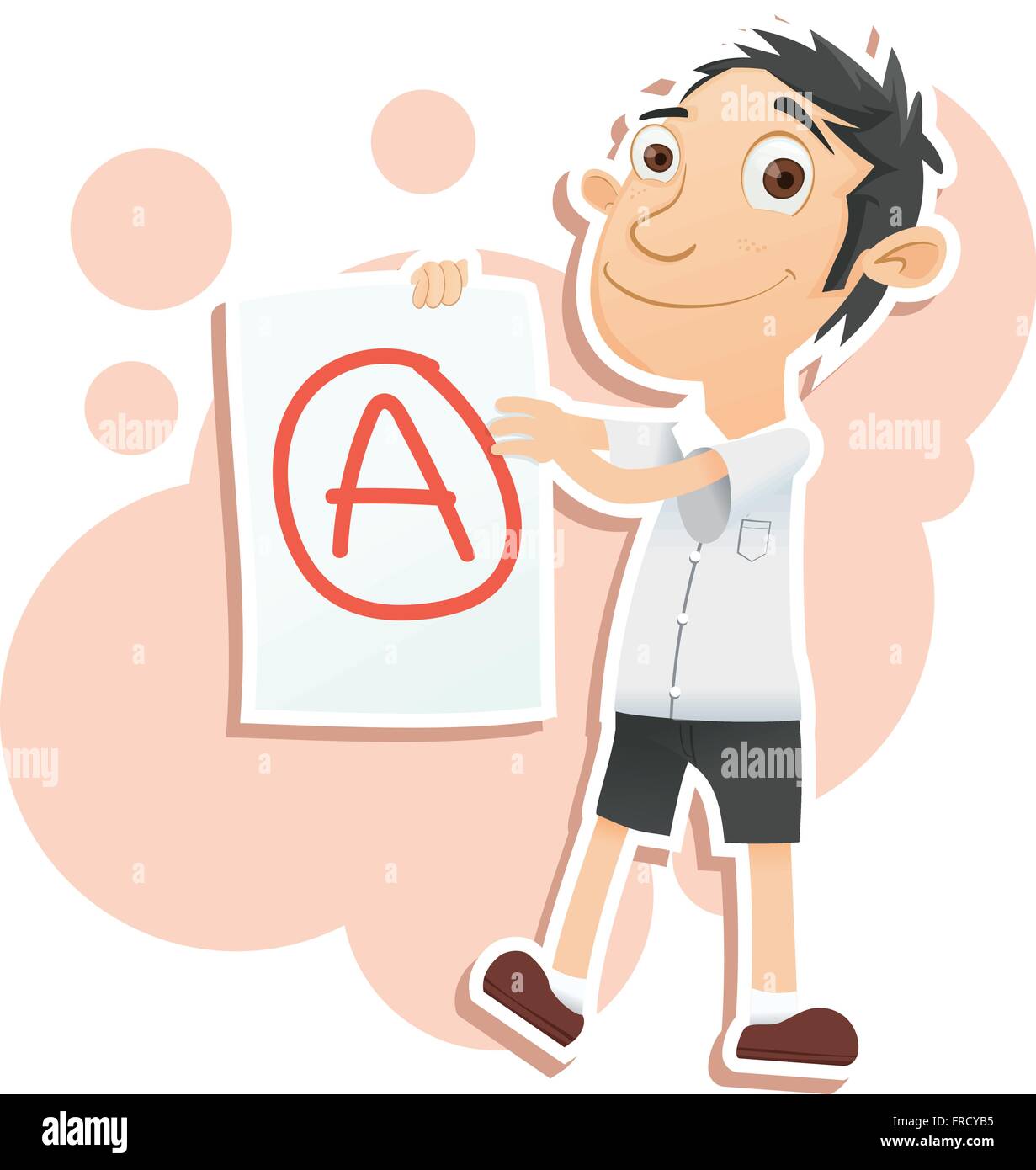 cartoon happy student showing paper with A grade Stock Vector Image ...