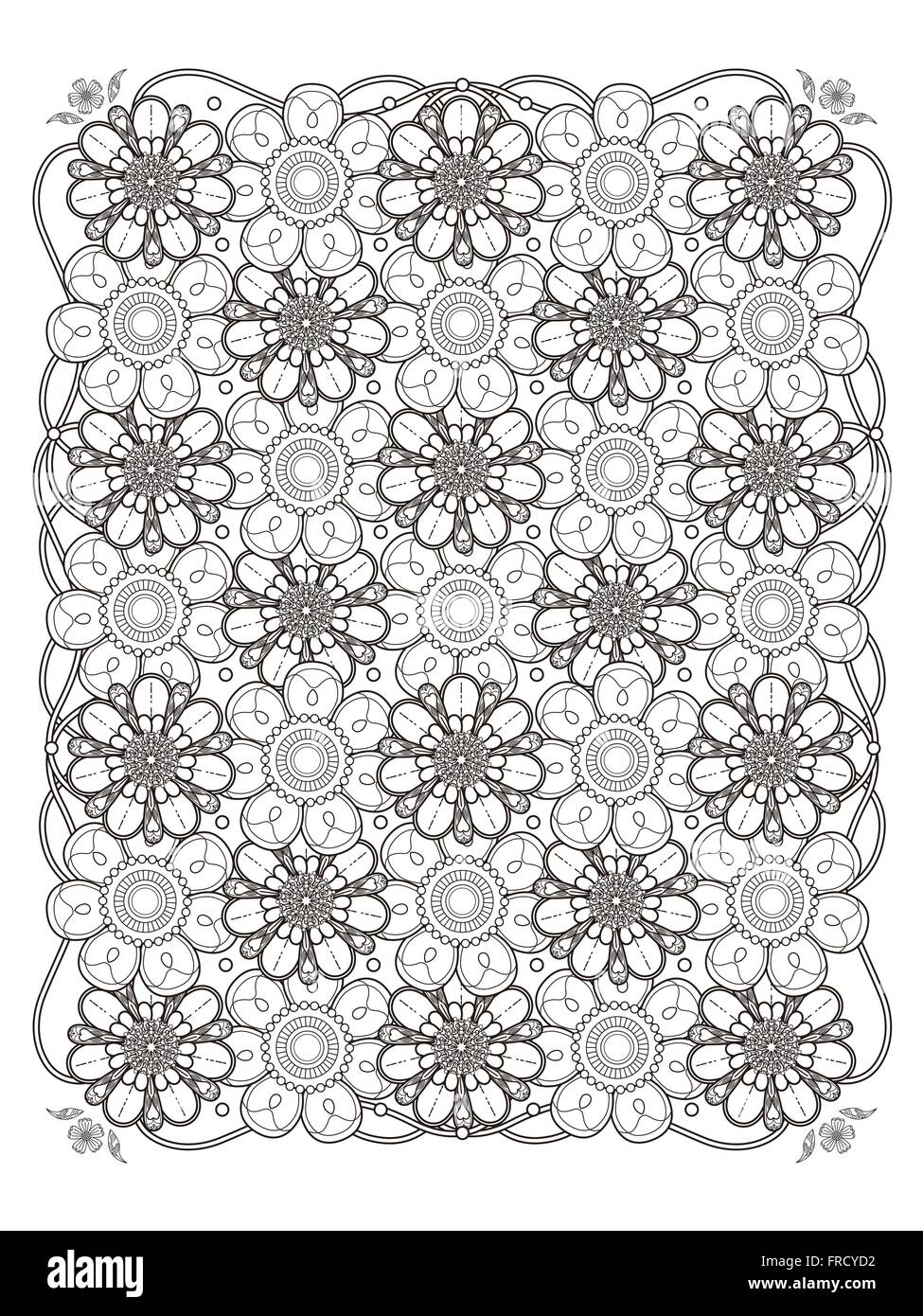 lovely floral coloring page in exquisite line Stock Vector Image & Art ...