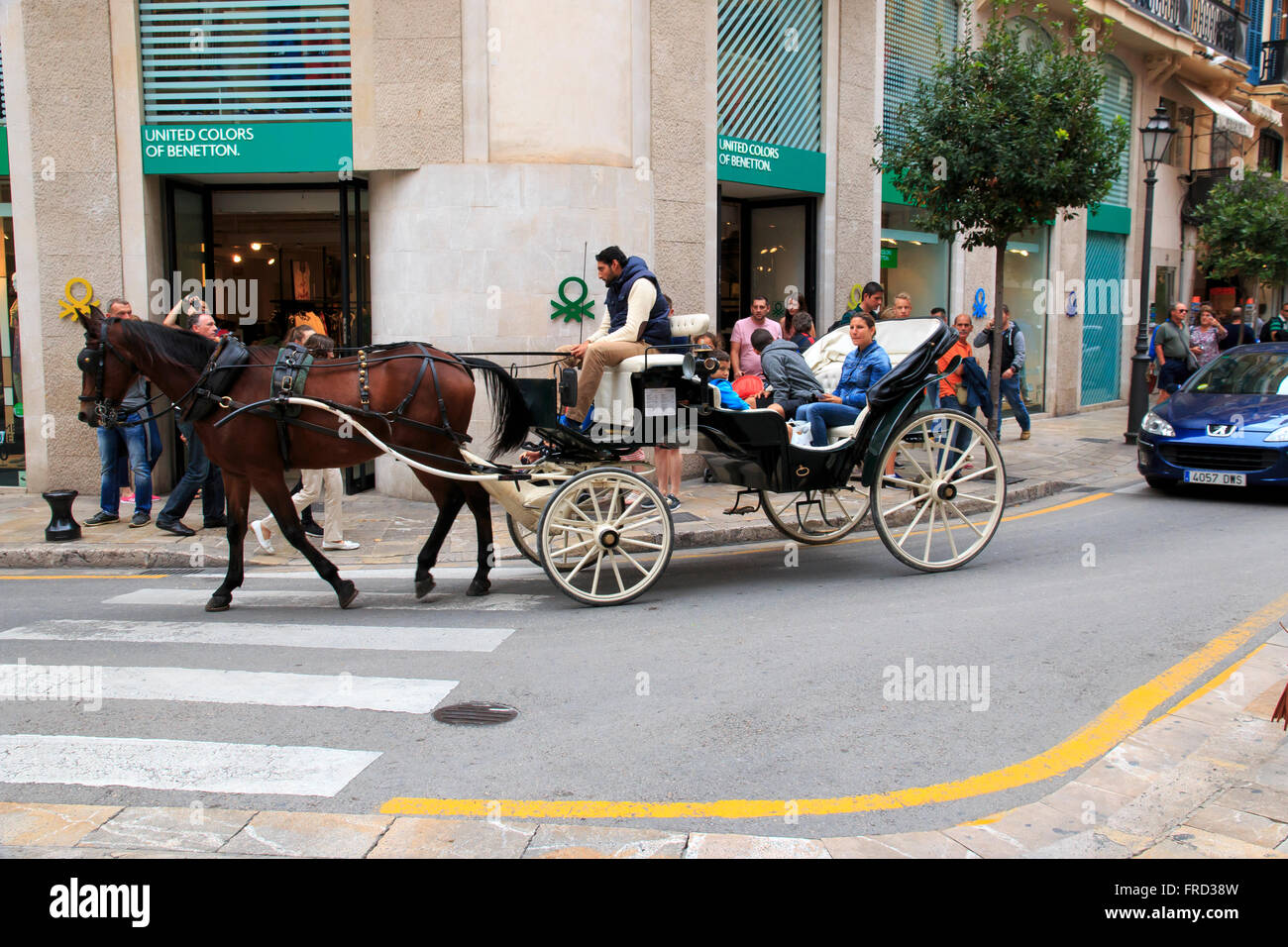 Europe, Spain, Balearic Islands, Mallorca, Palma de Mallorca, street  scenes, shuttered windows. Horse carriage Stock Photo - Alamy